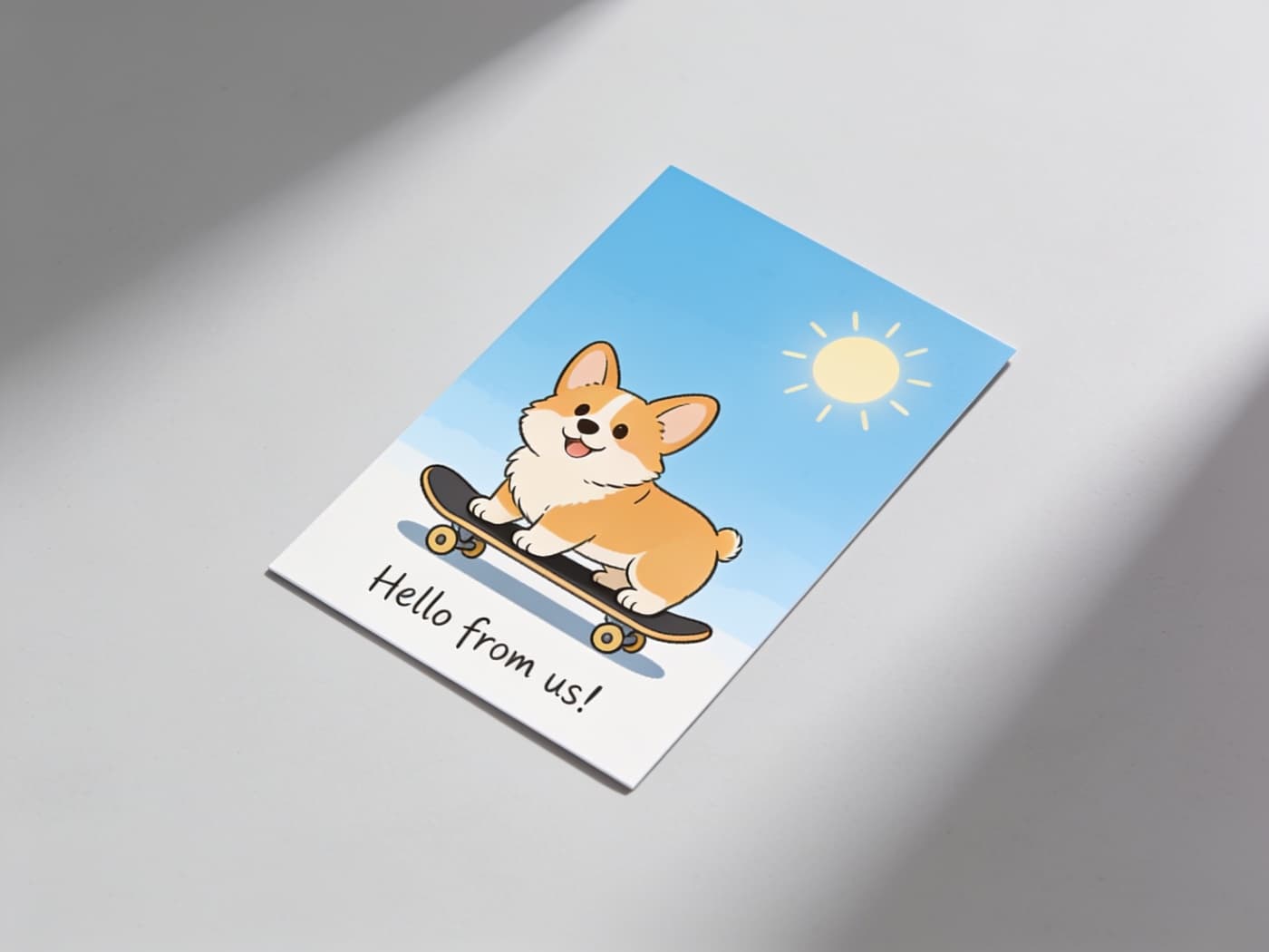 AI-generated postcard example — Hello · illustrated