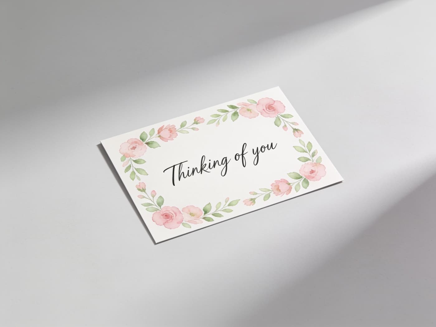 AI-generated postcard example — Thinking of you · floral