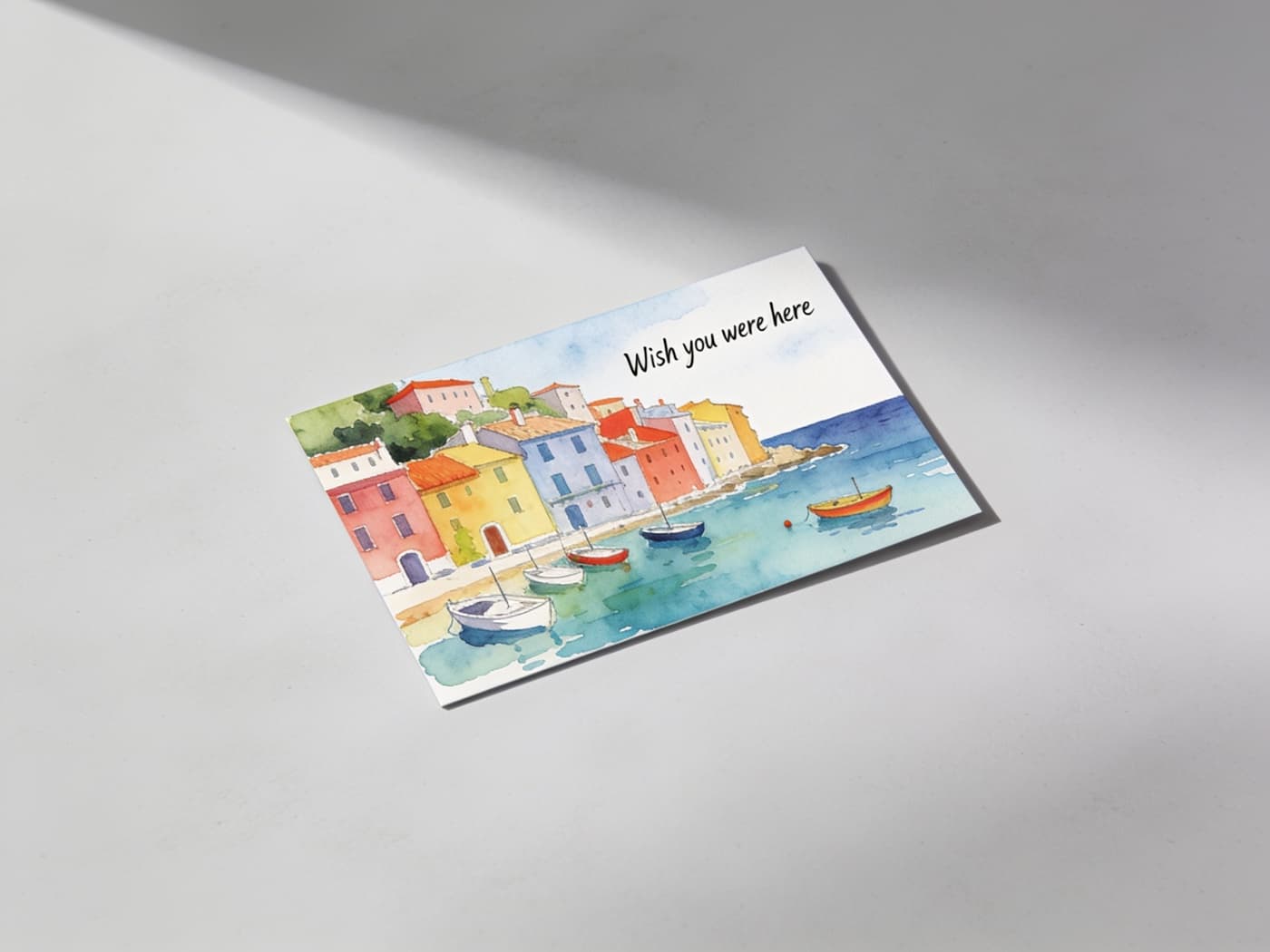AI-generated postcard example — Travel · watercolour