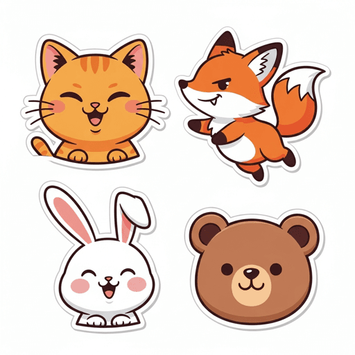 AI-generated sticker example — Cute animals · weatherproof